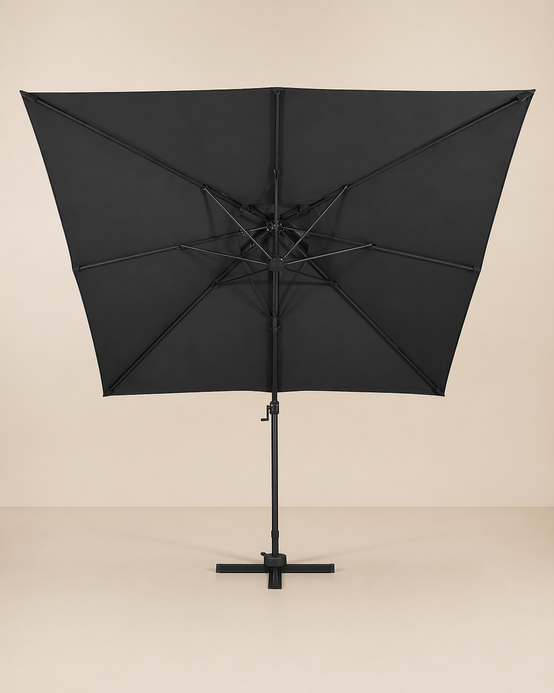 Mécanisme manivelle ergonomique du parasol déporté Levant anthracite