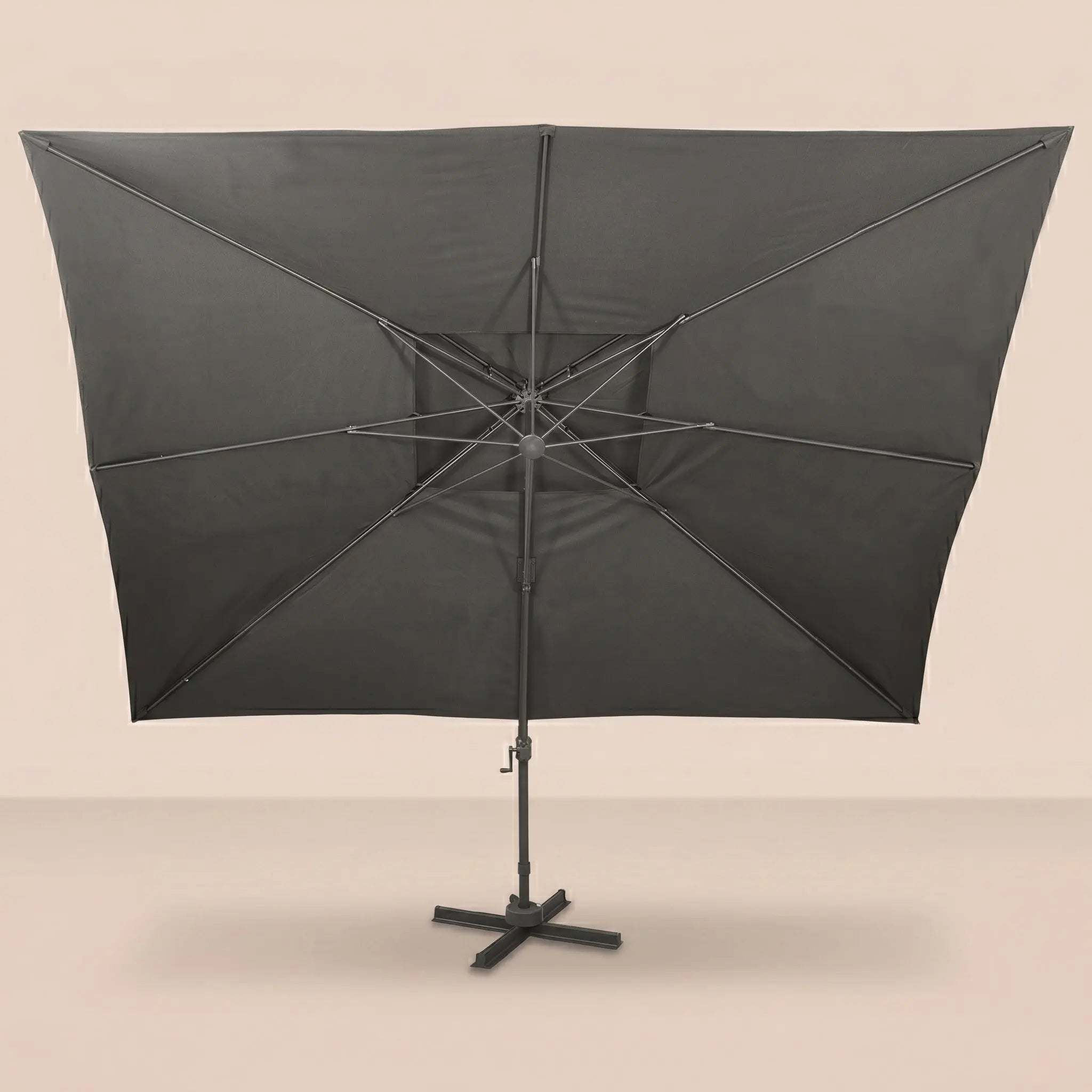 Parasol déporté anthracite Levant XL rectangulaire 3×4m, vue d'ensemble