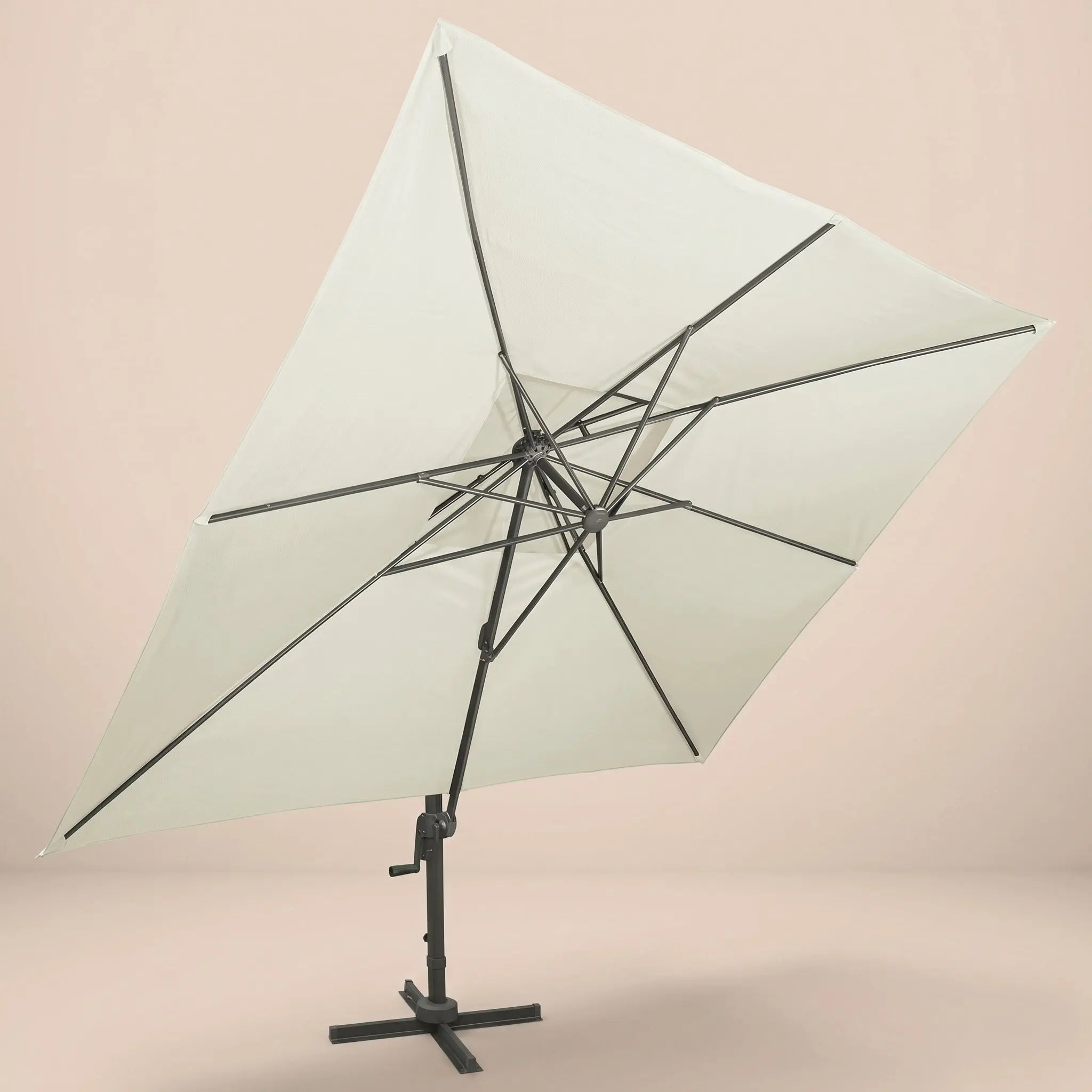 Parasol déporté crème ivoire Sirocco XL rectangulaire 3×4m, vue d'ensemble