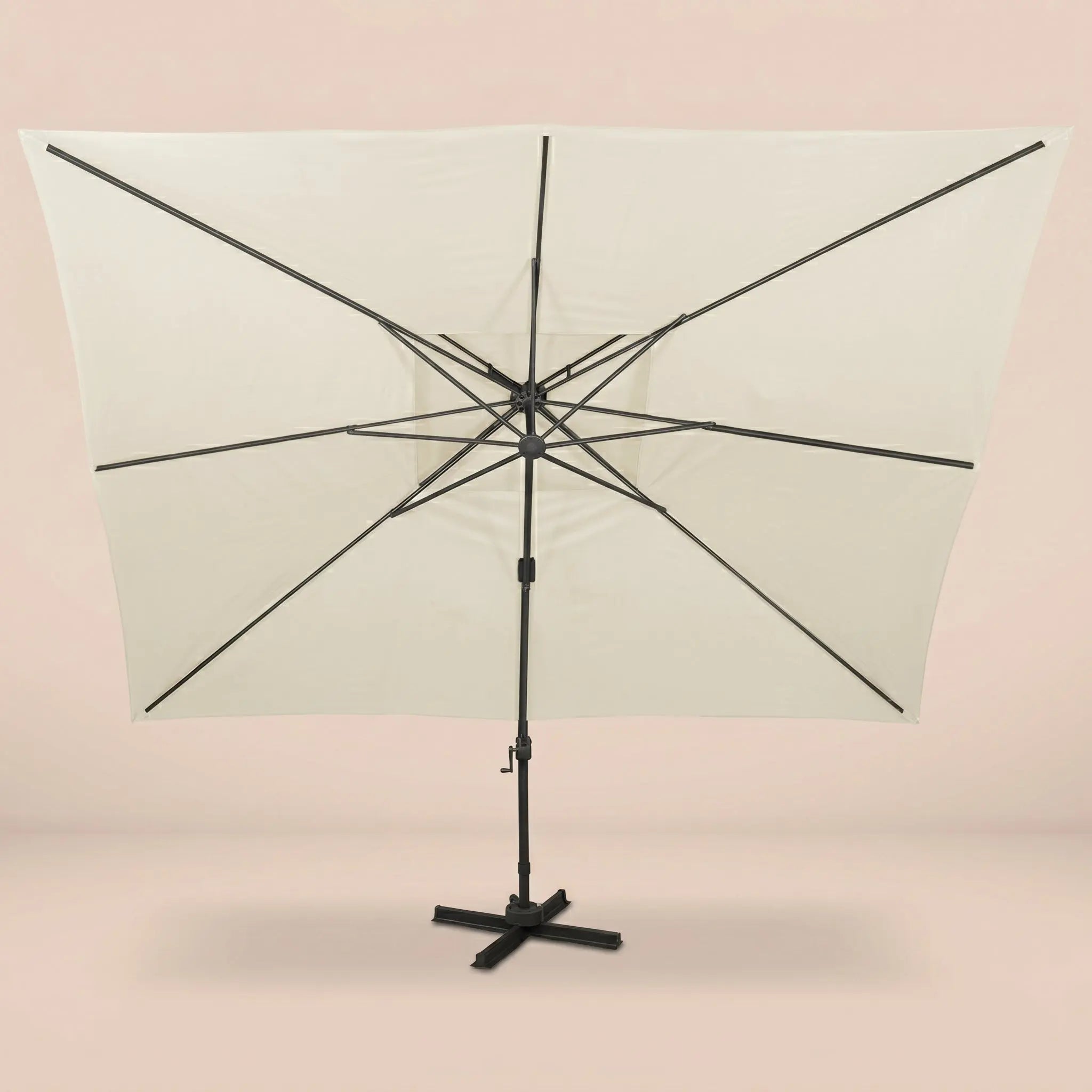 Parasol cantilever Sirocco XL crème ivoire 3×4m, toile double toit anti-vent
