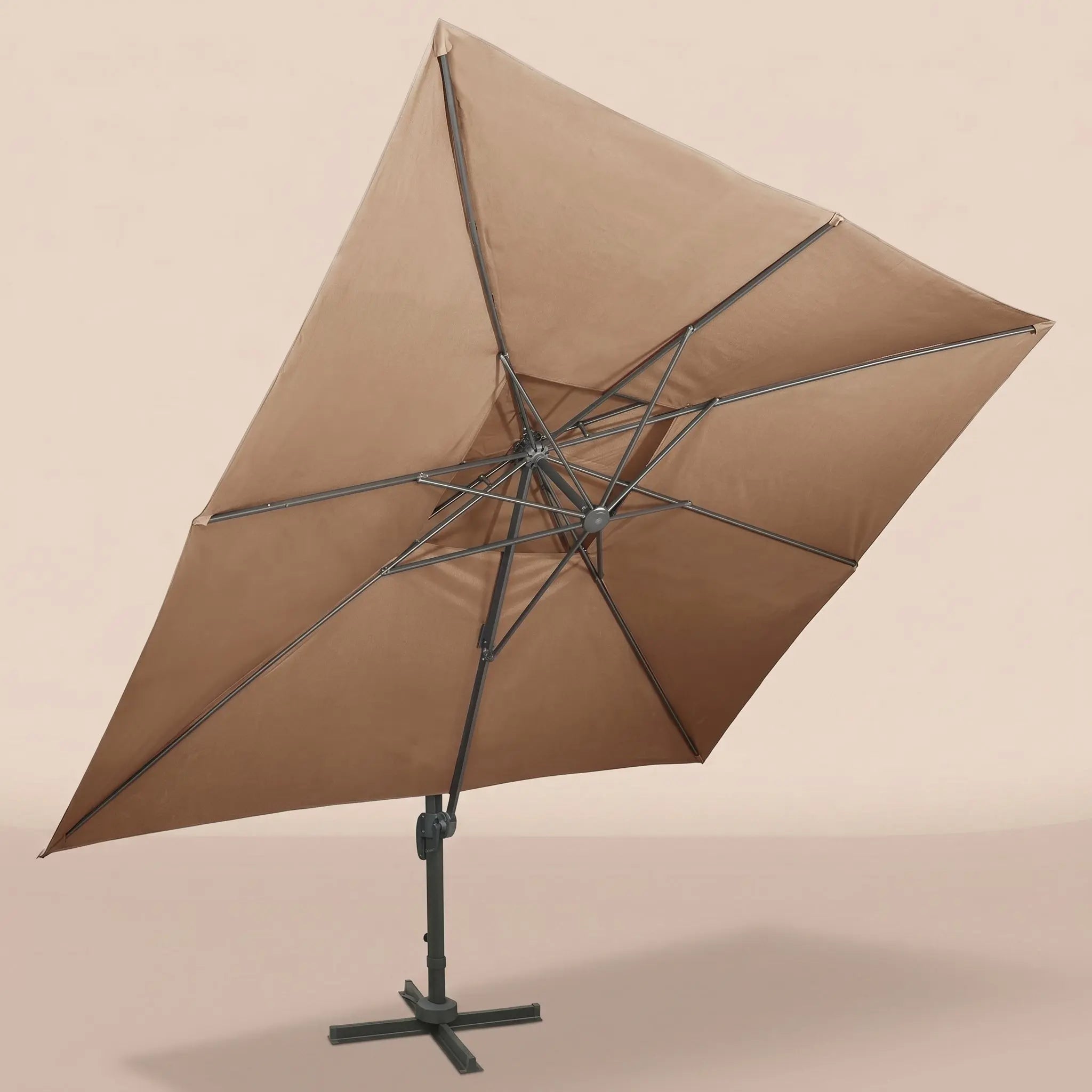 Parasol déporté taupe Tramontane XL rectangulaire 3×4m, vue d'ensemble